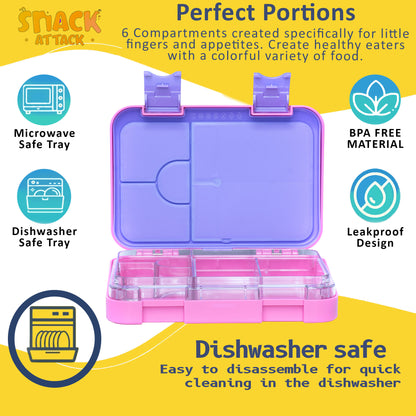 Lunch Box for Kids – 4/6 Compartments Pink Family Unicorn theme