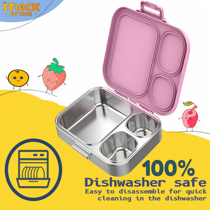 Bento Stainless Steel Lunch Box for Kids –3 Compartments | Unicorn Design Toddler with Dip Sauce Contianer