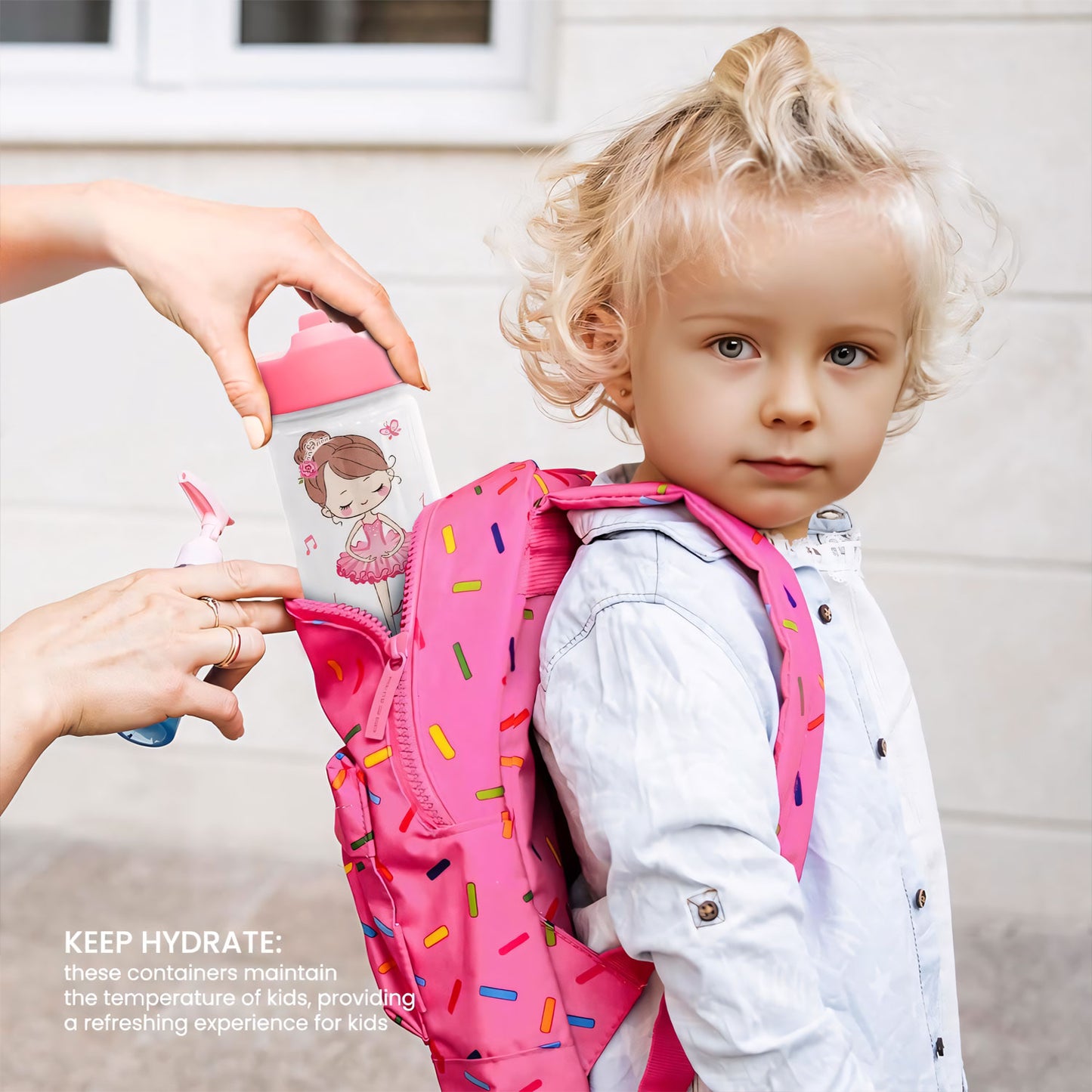 Snack Attack Kids Insulated Water Bottle-12oz White Ballerina Dancing Doll 350ml