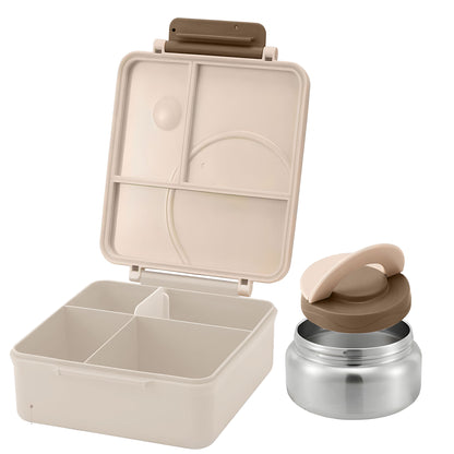 Snack Attack Khaki Construction Bento Lunch Box with Thermos