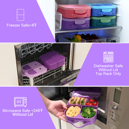Purple Bunny Bento Lunch Box – 3/4 Compartments