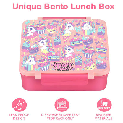SA Bento Lunch Box for Kids school with 9.7oz Soup thermos Pink Unicorn)