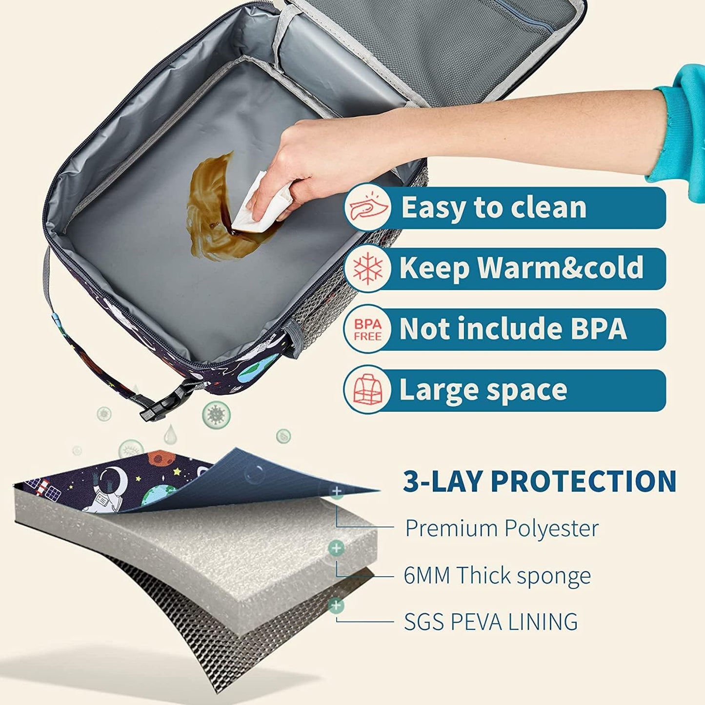Snack Attack Astro Space Insulated Lunch Bag (Blue)