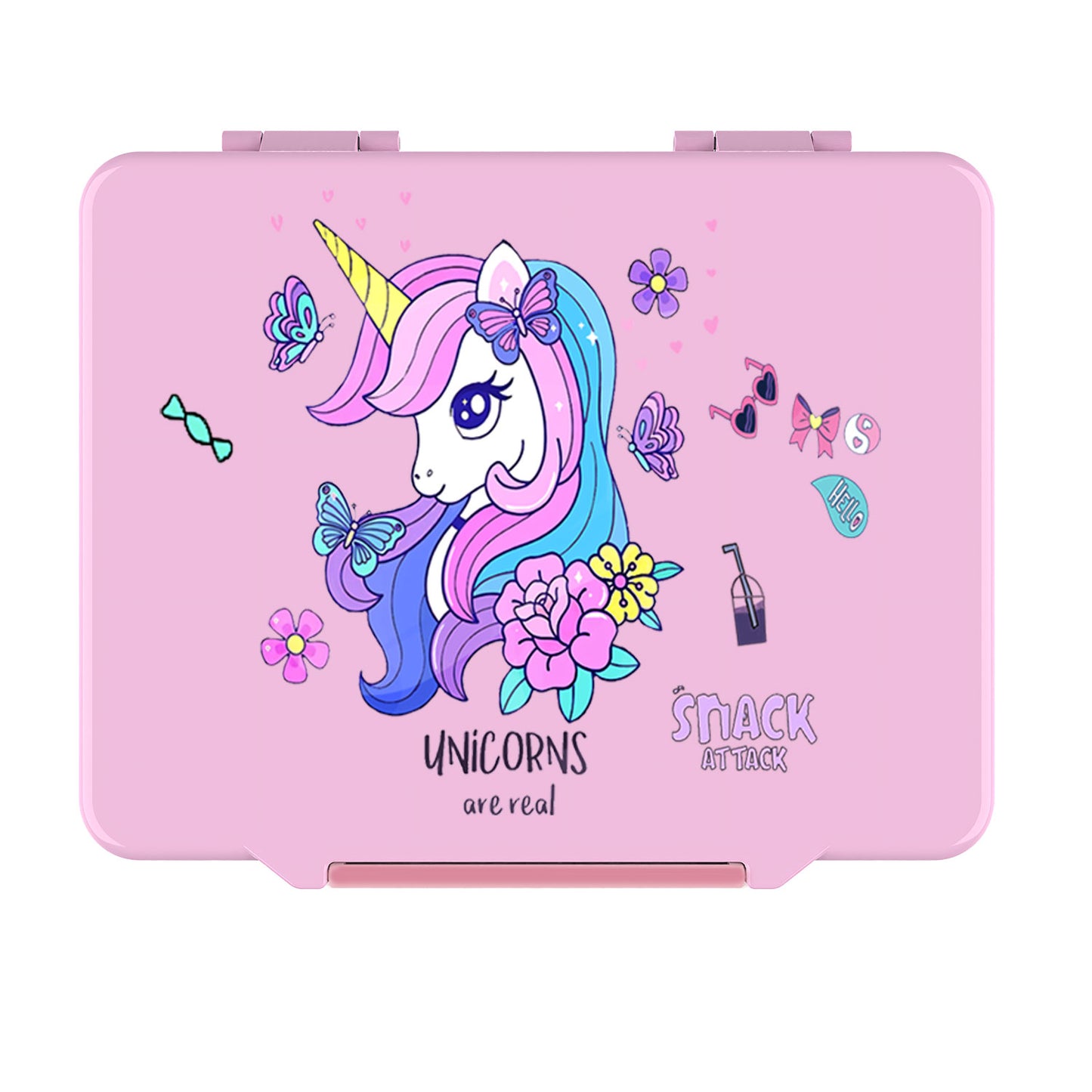 Snack Attack Light Pink Unicorn Bento Lunch Box – 5 Compartments