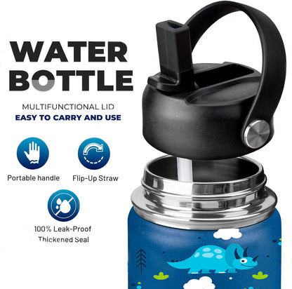 Snack Attack Kids Insulated Water Bottle-12oz Blue DIno 350ml