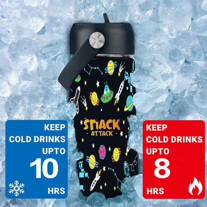 Snack Attack Kids Insulated Water Bottle-12oz (Black Astro)