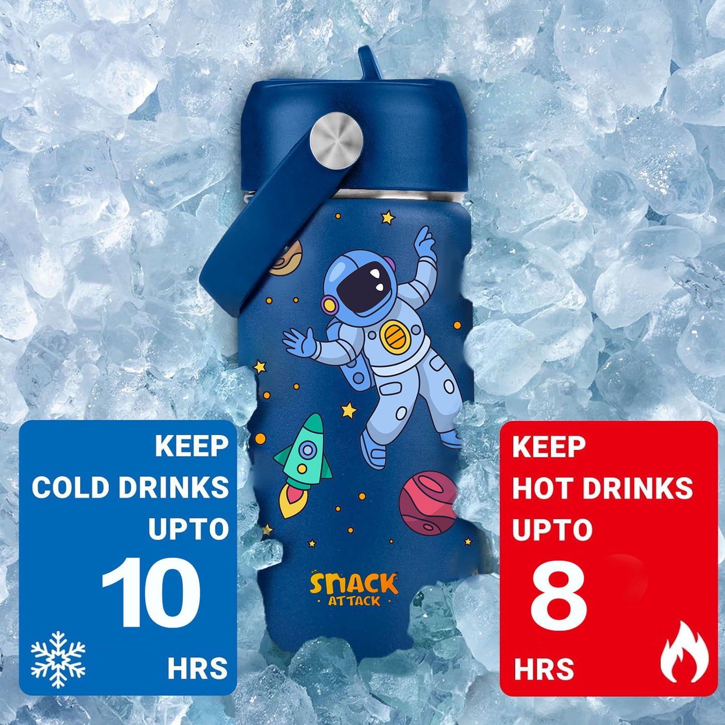 Snack Attack Kids Insulated Water Bottle-18oz (Blue Astro) 500ML