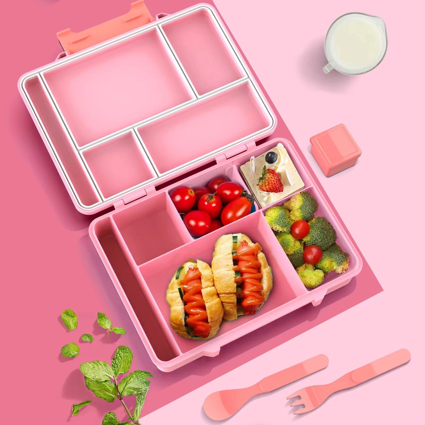 Snack Attack Light Pink Unicorn Bento Lunch Box – 5 Compartments