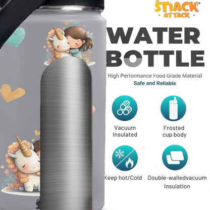Snack Attack Kids Insulated Water Bottle-12oz Gray Unicorn Hug