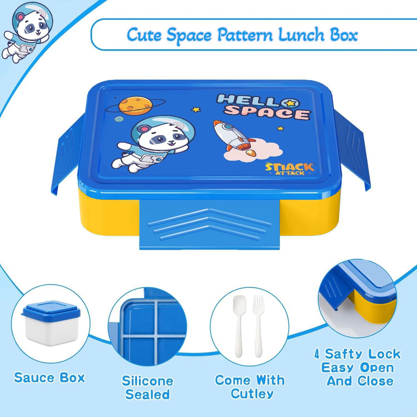 Snack Attack Blue Bento Lunch Box – 5 Compartments