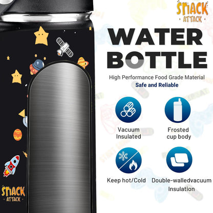 Snack Attack Kids Insulated Water Bottle-12oz Black Astro 350ml