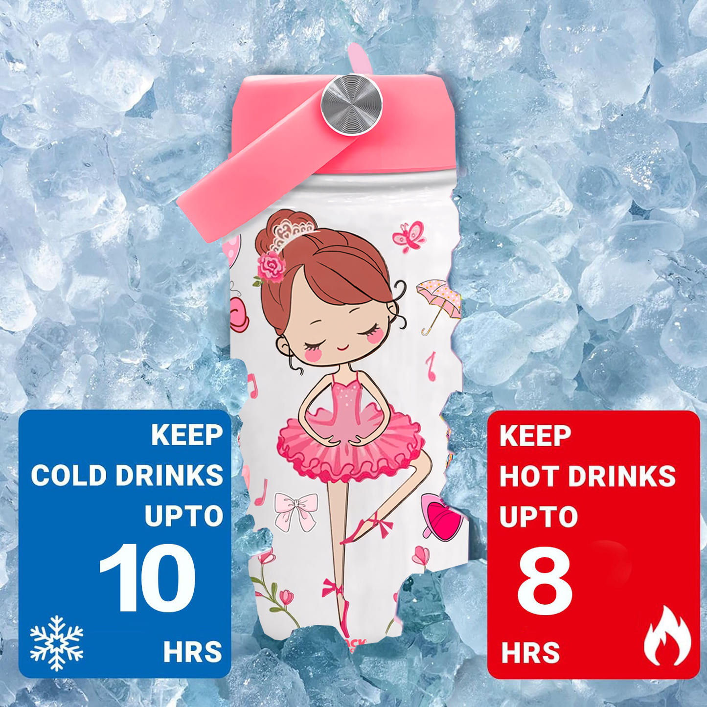 Snack Attack Kids Insulated Water Bottle-12oz White Ballerina Dancing Doll 350ml