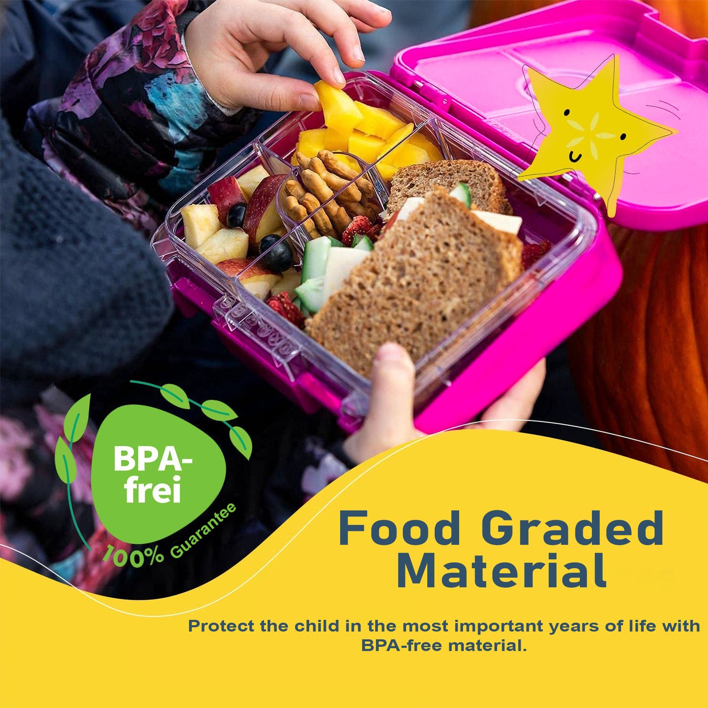 Kids Bento Lunch Box – 4/6 Convertible Compartments