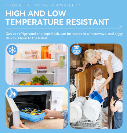 Snack Attack Bento Box, Space Theme, Leakproof, Convertible, 3 to 10 Years, 22.6x17.6x7cm, 810ml - Blue