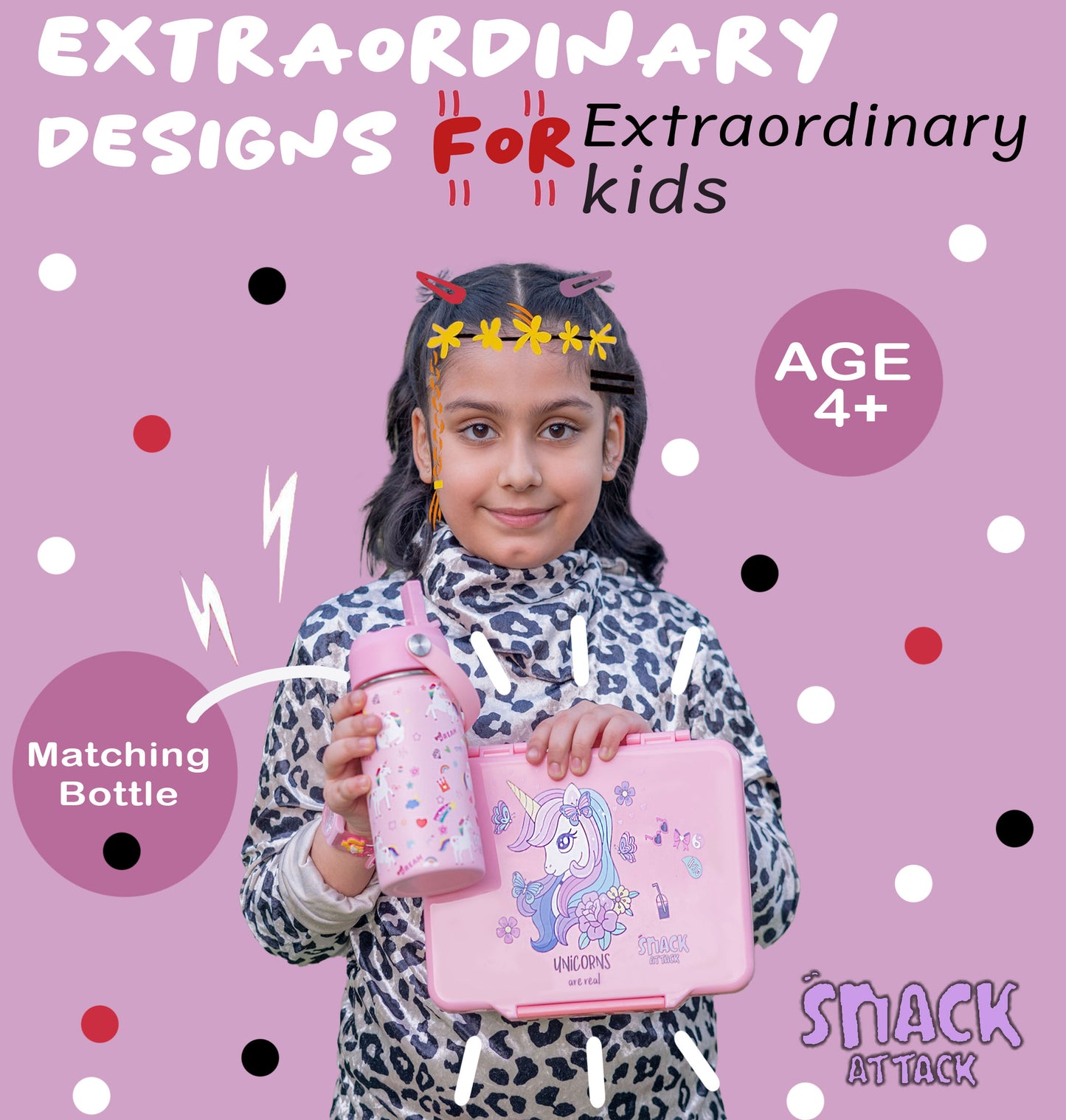 Snack Attack Light Pink Unicorn Bento Lunch Box – 5 Compartments