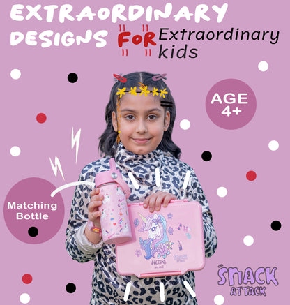 Snack Attack Light Pink Unicorn Bento Lunch Box – 5 Compartments