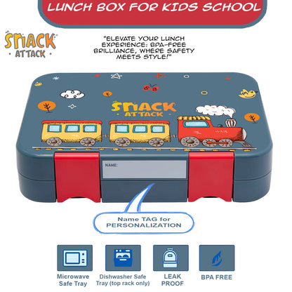 Snack Attack Bento Lunch Box For Kid  Brown Train Color