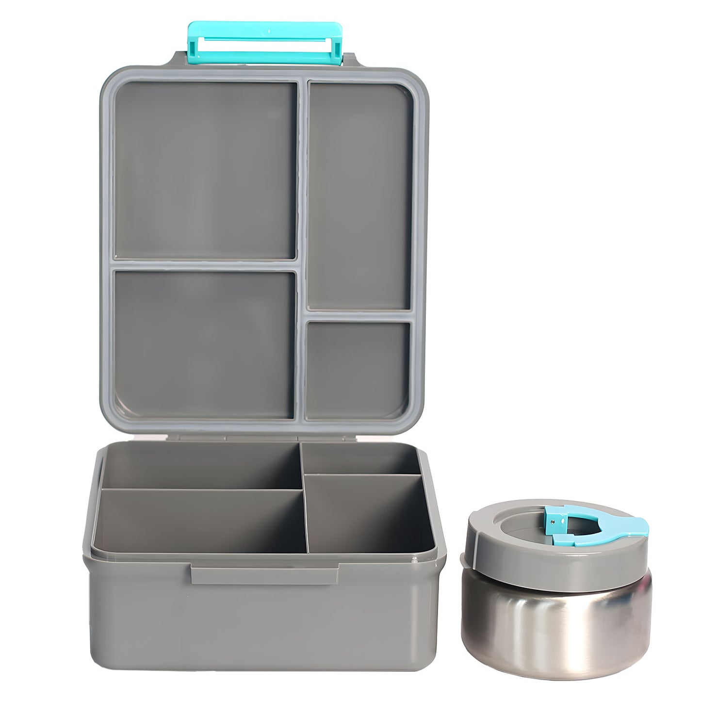 SA Bento Lunch Box for Kids school with 9.7oz Soup thermos Jar Gray Unicorn Hug)
