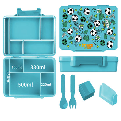 Snack Attack Green Soccer Bento Lunch Box – 5 Compartments