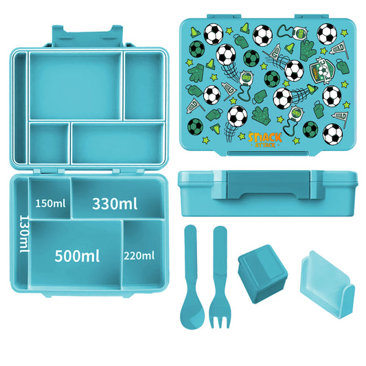 Snack Attack Green Soccer Bento Lunch Box – 5 Compartments
