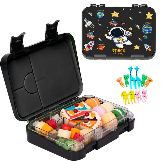 Lunch Box for Kids – 4/6 Compartments Black Astro theme