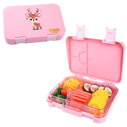 Lunch Box for Kids – 4/6 Compartments Pink Deer theme