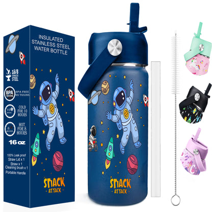 Snack Attack Kids Insulated Water Bottle-18oz (Blue Astro) 500ML