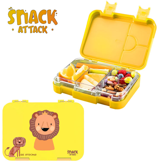 Lunch Box for Kids – 4/6 Compartments Yellow Lion theme