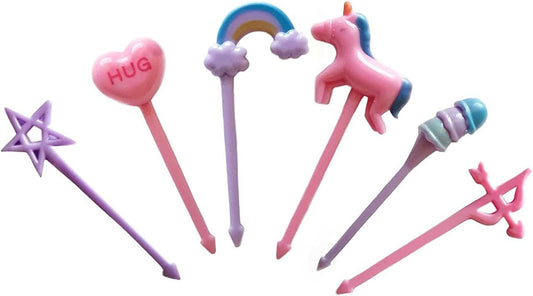 6 Pcs Unicorn Food Picks – Cute Reusable Bento Toothpicks