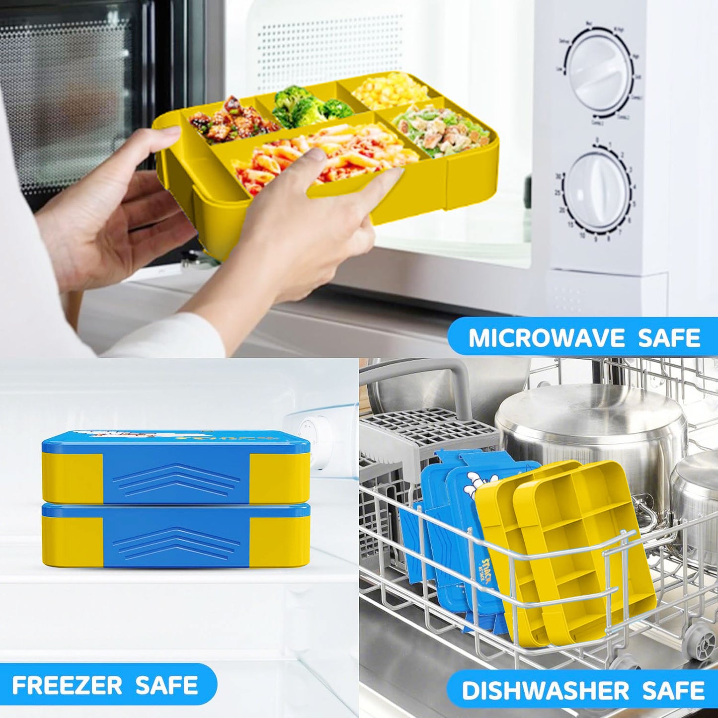 Snack Attack Blue Bento Lunch Box – 5 Compartments
