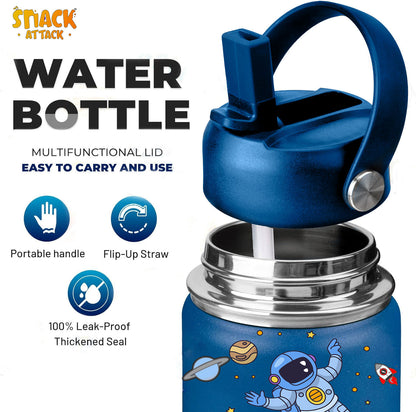 Snack Attack Kids Insulated Water Bottle-18oz (Blue Astro) 500ML