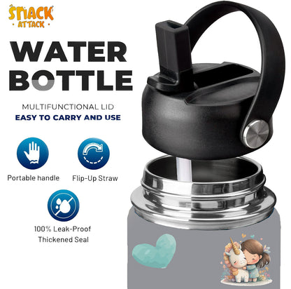Snack Attack Kids Insulated Water Bottle-12oz Gray Unicorn Hug