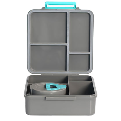 SA Bento Lunch Box for Kids school with 9.7oz Soup thermos Jar Gray Unicorn Hug)