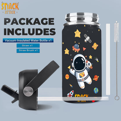 Snack Attack Kids Insulated Water Bottle-12oz Black Astro 350ml