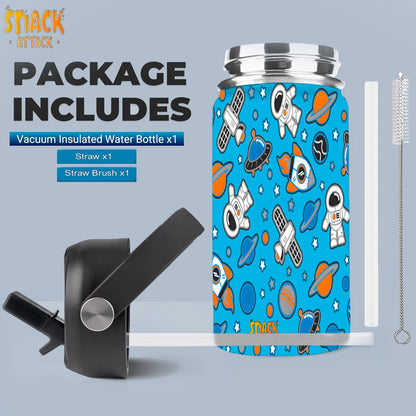 Snack Attack Kids Insulated Water Bottle-12oz Light Blue Space Astronaut 350ml