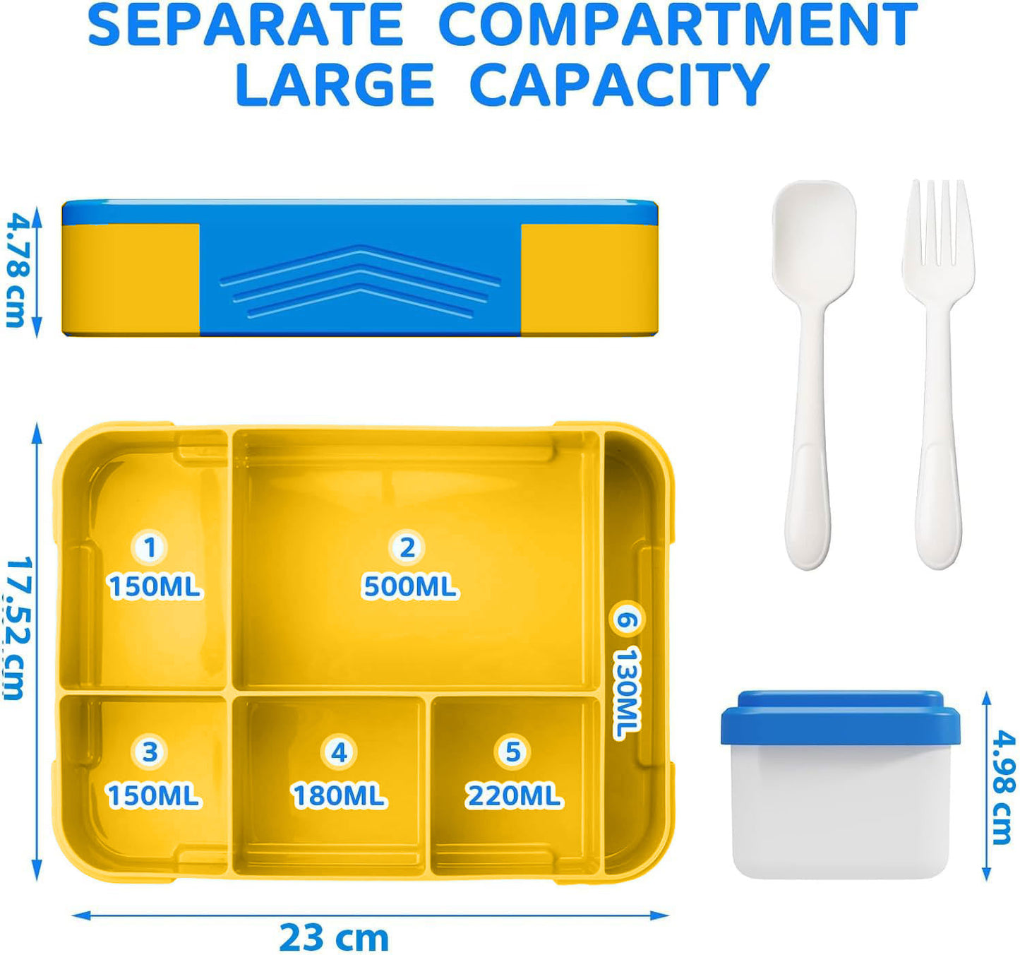 Snack Attack Blue Bento Lunch Box – 5 Compartments