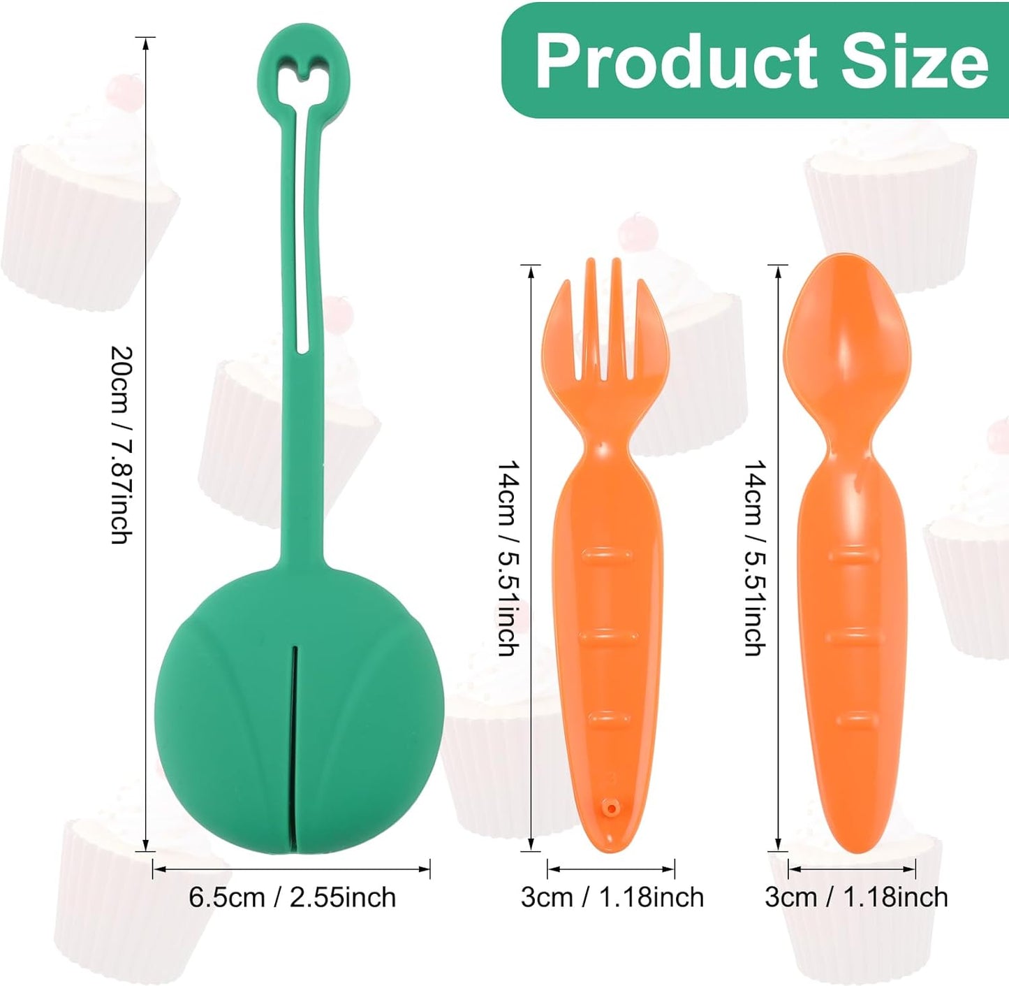 Snack Attack Kids Spoon & Fork Set with Silicone Pouch – BPA-Free, Foldable (Orange & Green)