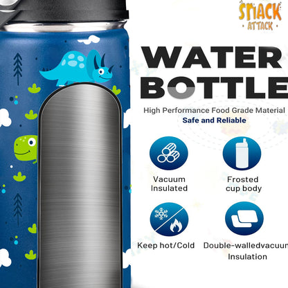 Snack Attack Kids Insulated Water Bottle-12oz Blue DIno 350ml