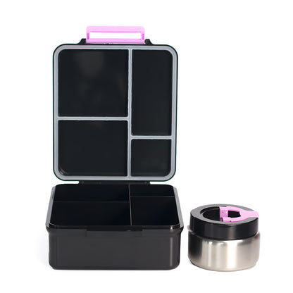 SA Bento Lunch Box for Kids school with 9.7oz Soup thermos Jar Black Mermaid)