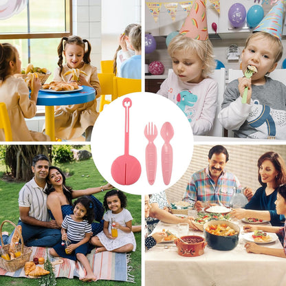 Snack Attack Kids Spoon & Fork Set with Silicone Pouch (Pink)