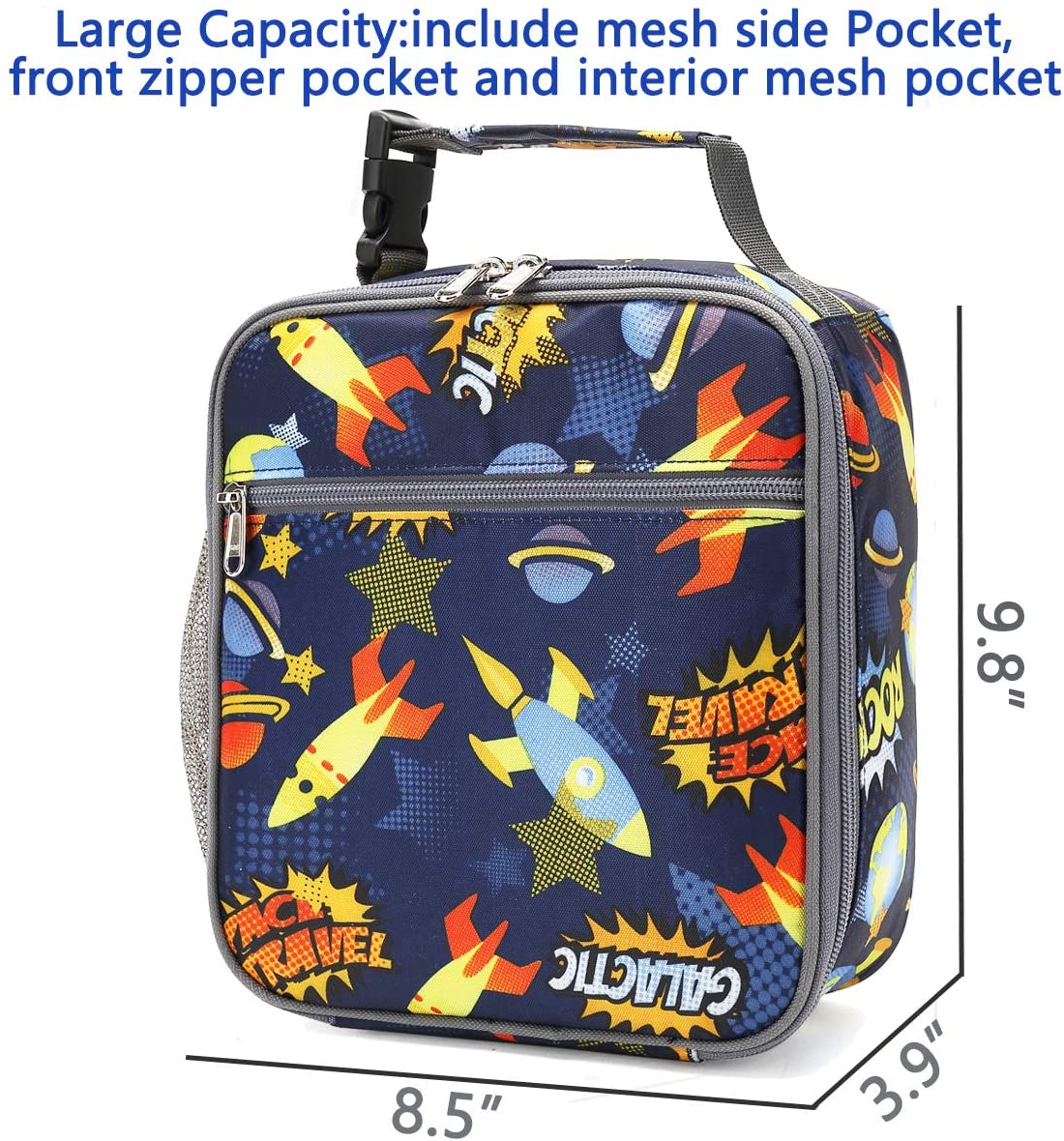 Snack Attack Space Rocket Insulated Lunch Bag (Blue)