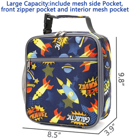 Snack Attack Space Rocket Insulated Lunch Bag (Blue)