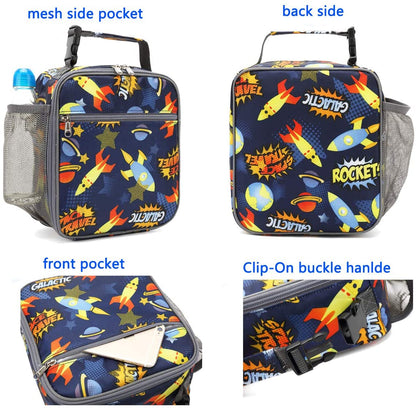 Snack Attack Space Rocket Insulated Lunch Bag (Blue)