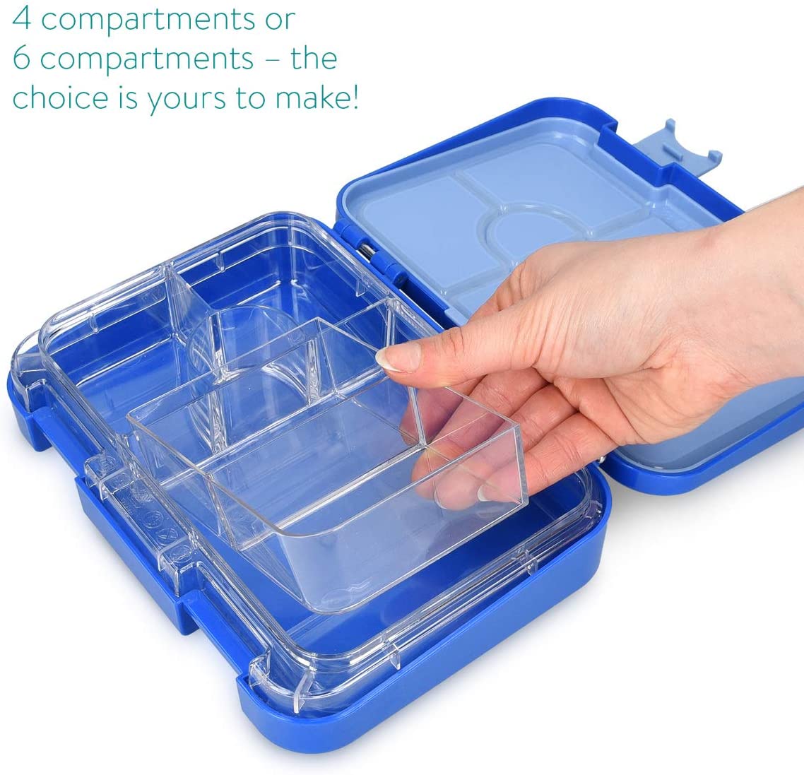 MunchBox Bento Lunch Box with 5 Compartments, Kids & Toddler BPA Free  Plastic Snack Box, Adult Food Storage Container with Leak Proof Silicone  Lid.