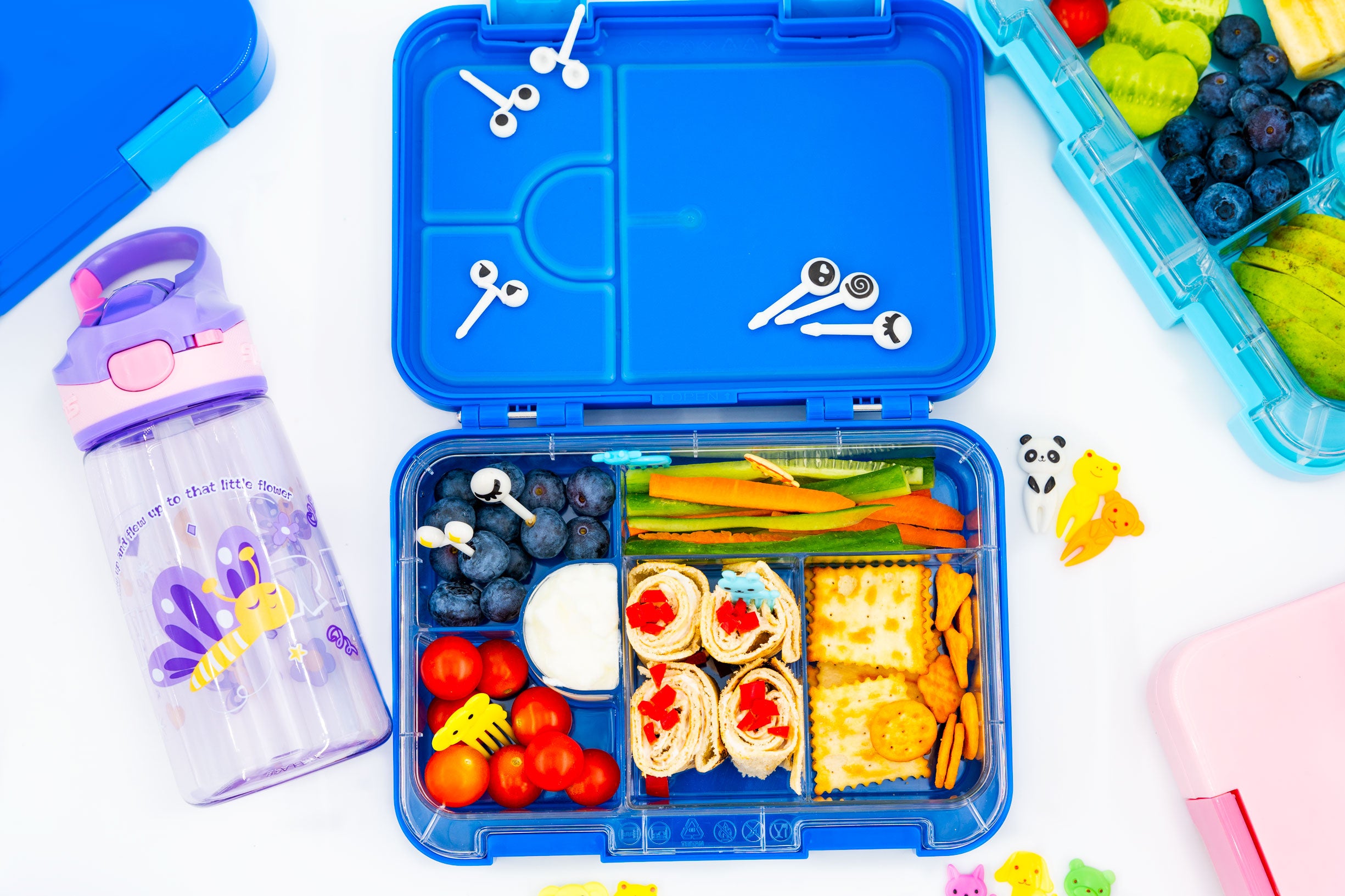 Snack Attack Bento Box or Lunch Box for Kids 4 & 6 Conertible Compartm –