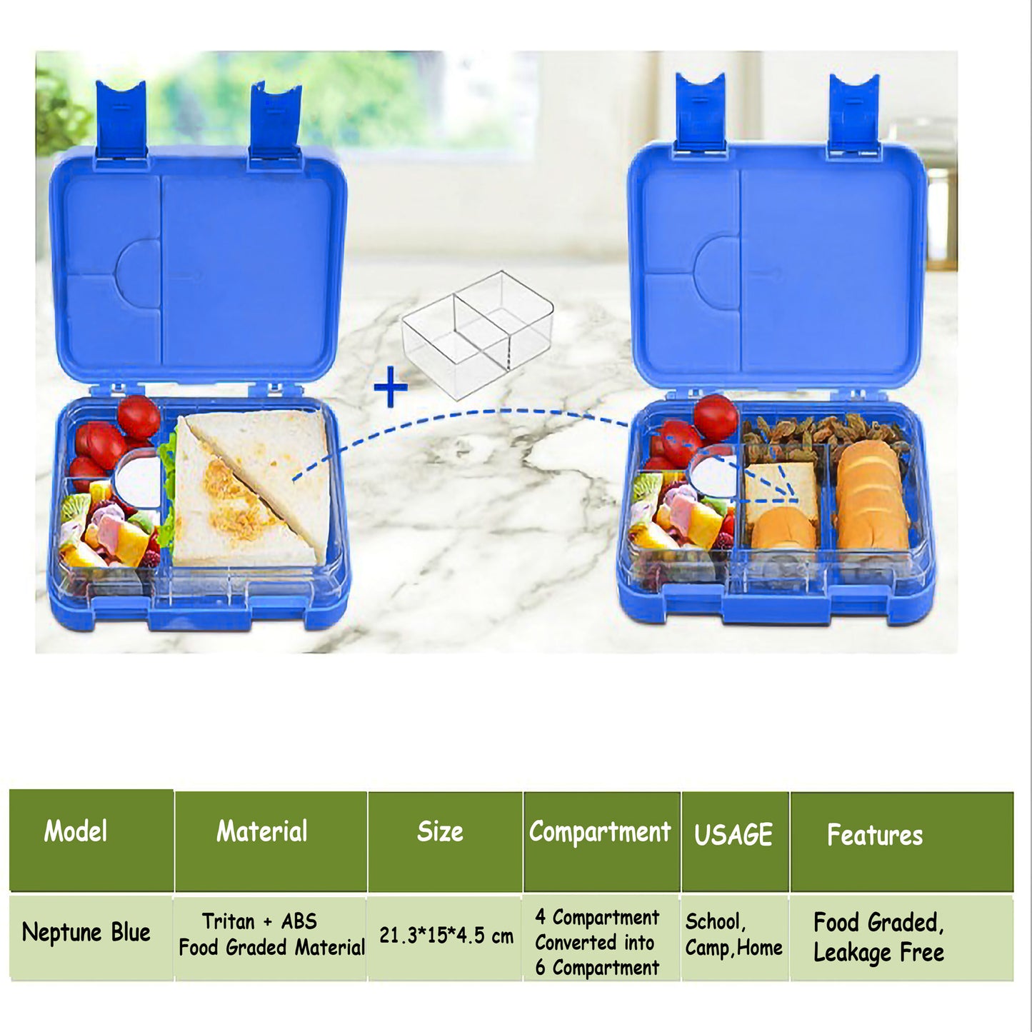 Neptune Blue Kids Bento Lunch Box – 4/6