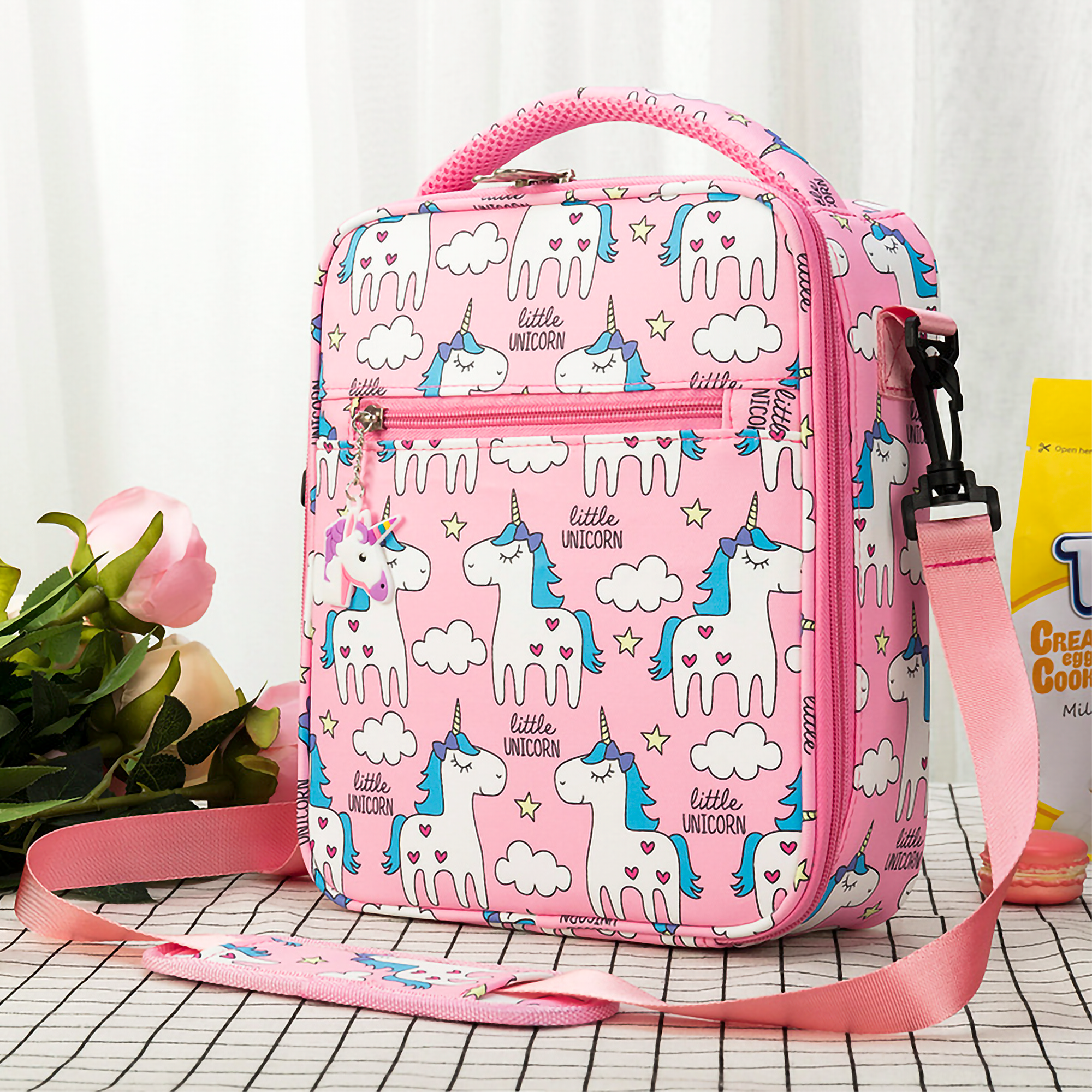 Snack Attack Lovely Pink Unicorn Kids Insulated Lunch Bags For School –