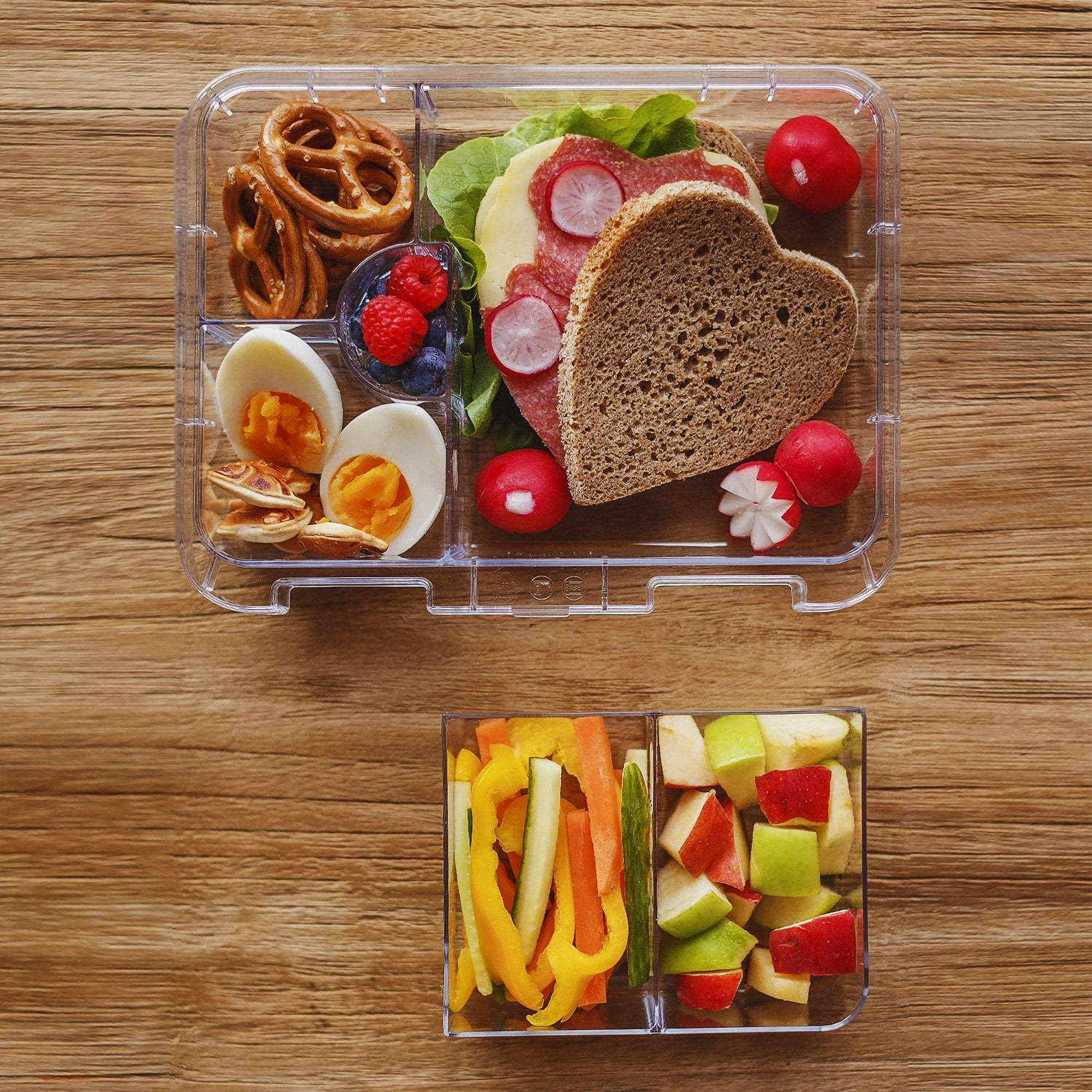 Snack Attack Bento Box or Lunch Box for Kids 4 & 6 Conertible Compartm –